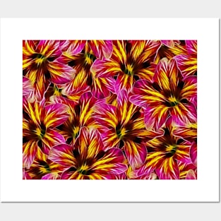 Pink & Yellow Floral Pattern Posters and Art